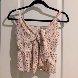 Cute peplum crop top, white floral, XS Shein